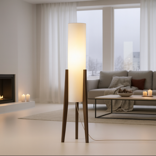 LIGNELUX – Scandinavian floor lamp made of walnut wood with dimmable LED lighting