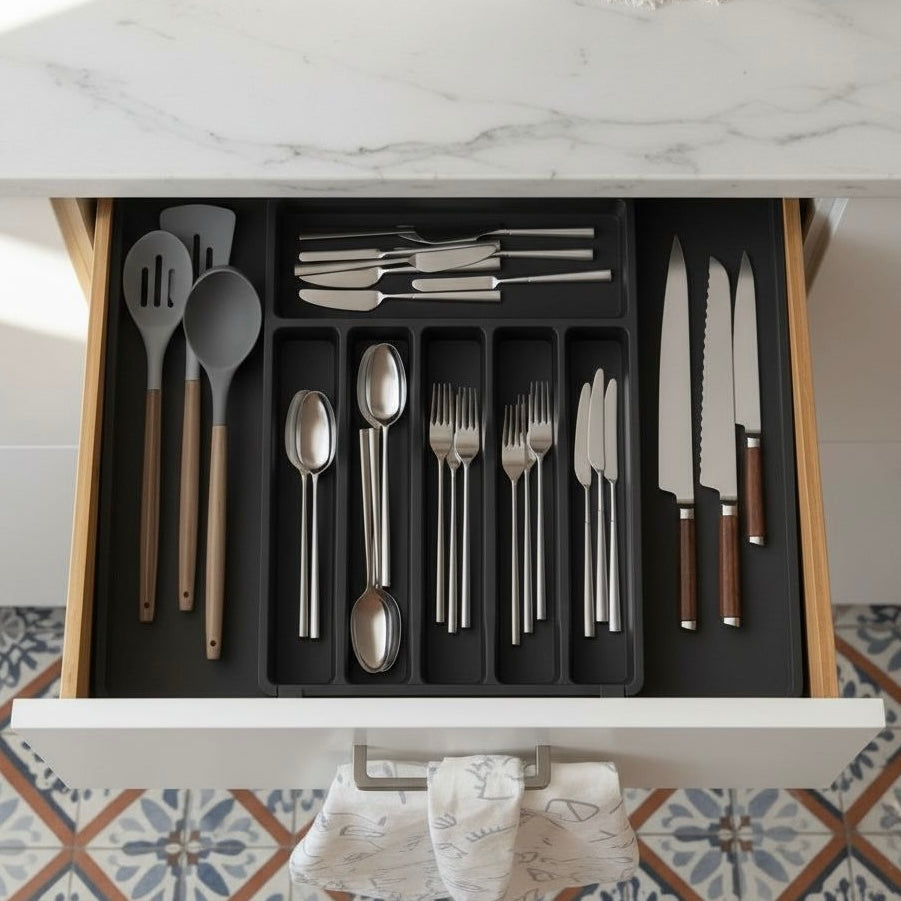 VESTRA Expandable Drawer Organizer – Kitchen Storage Solution
