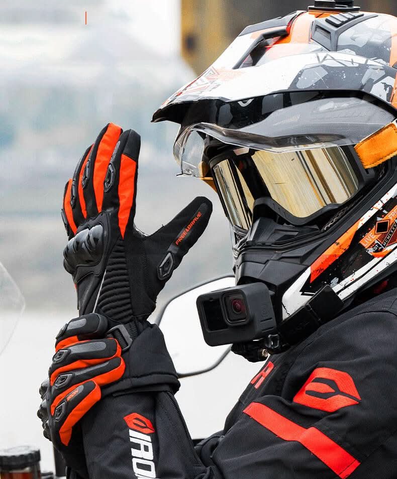 THERMOGRIP Moto Gloves - Waterproof winter motorbike gloves with 3-layer insulation & carbon fibre protection