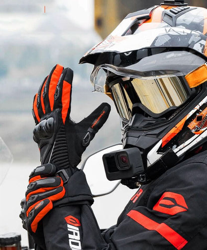 THERMOGRIP Moto Gloves - Waterproof winter motorbike gloves with 3-layer insulation & carbon fibre protection
