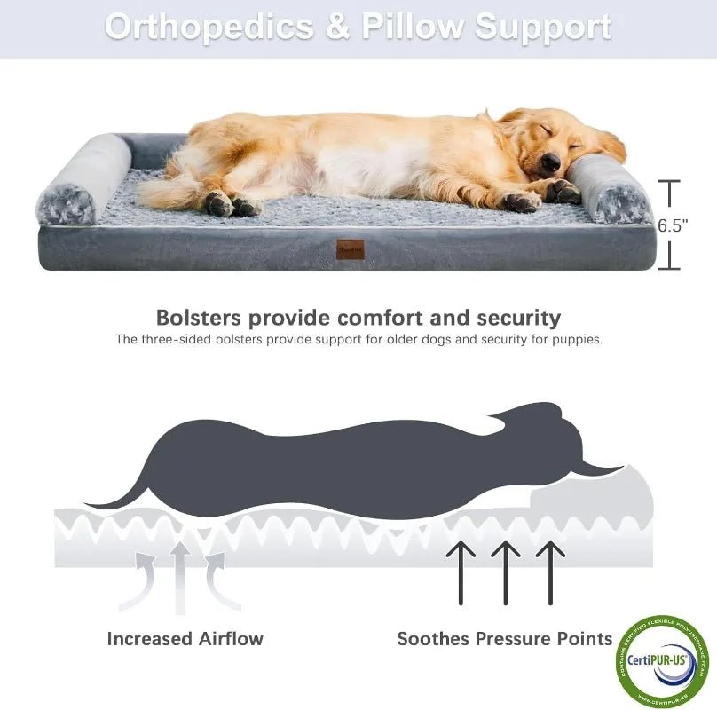 CRADLECORNER – orthopedic L-shaped dog bed with removable, waterproof cover