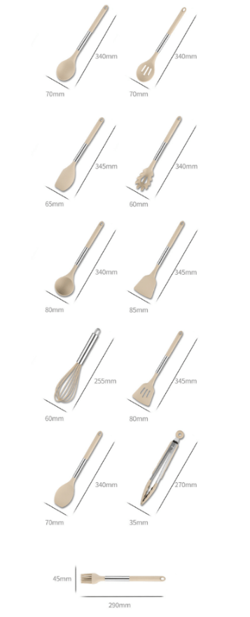 UTENSIVIA – Heat-resistant 11-piece kitchen tool set with wood handle look