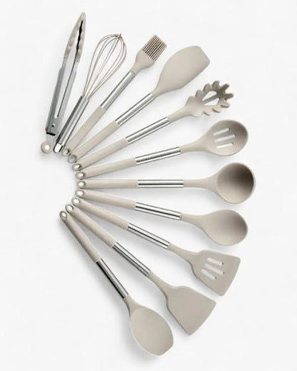 UTENSIVIA – Heat-resistant 11-piece kitchen tool set with wood handle look