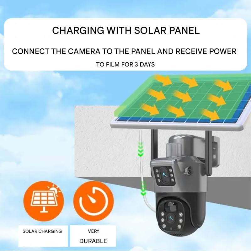 DualGuard Solar 4K - Wireless security camera with solar panel & 360° all-round view
