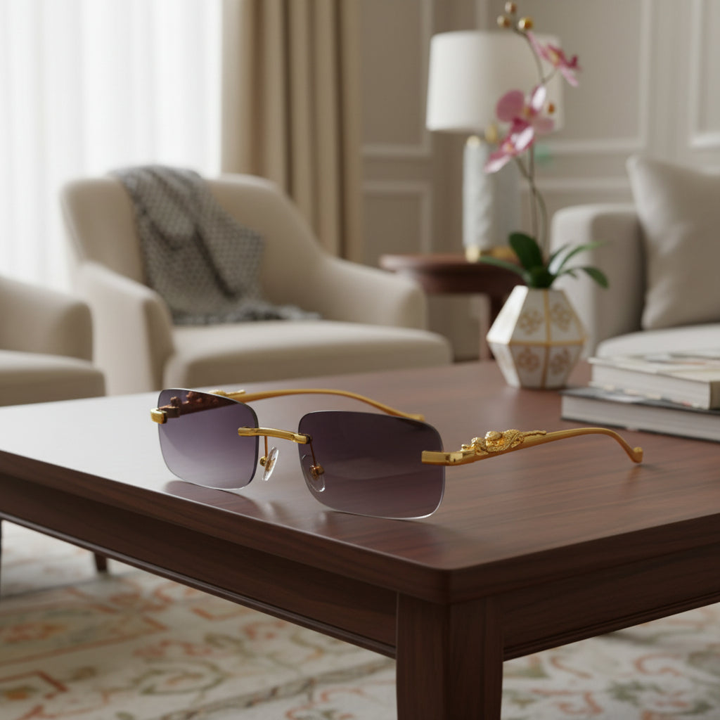 LEOPHAZE SHADES - Rimless sunglasses with leopard head design and UV400 protection