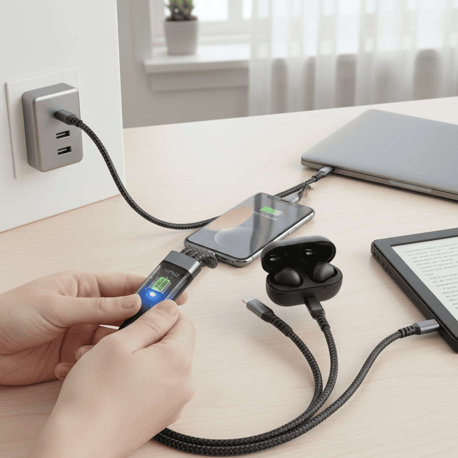 CHARGEGLOW – Transparent LED Fast Charging Cable (3-in-1)