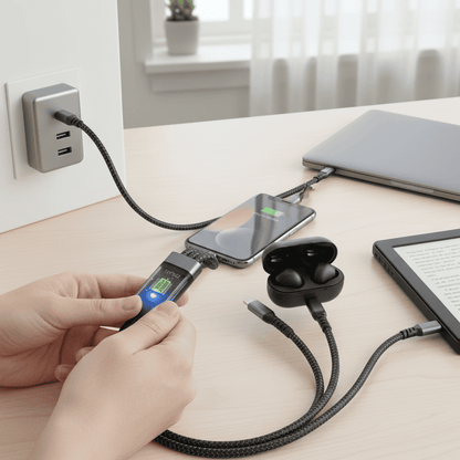CHARGEGLOW – Transparent LED Fast Charging Cable (3-in-1)