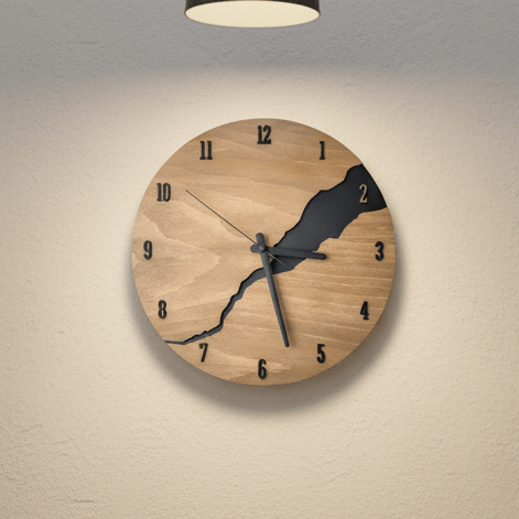 HORAWOOD – Elegant wooden wall clock with timeless charm for modern living spaces