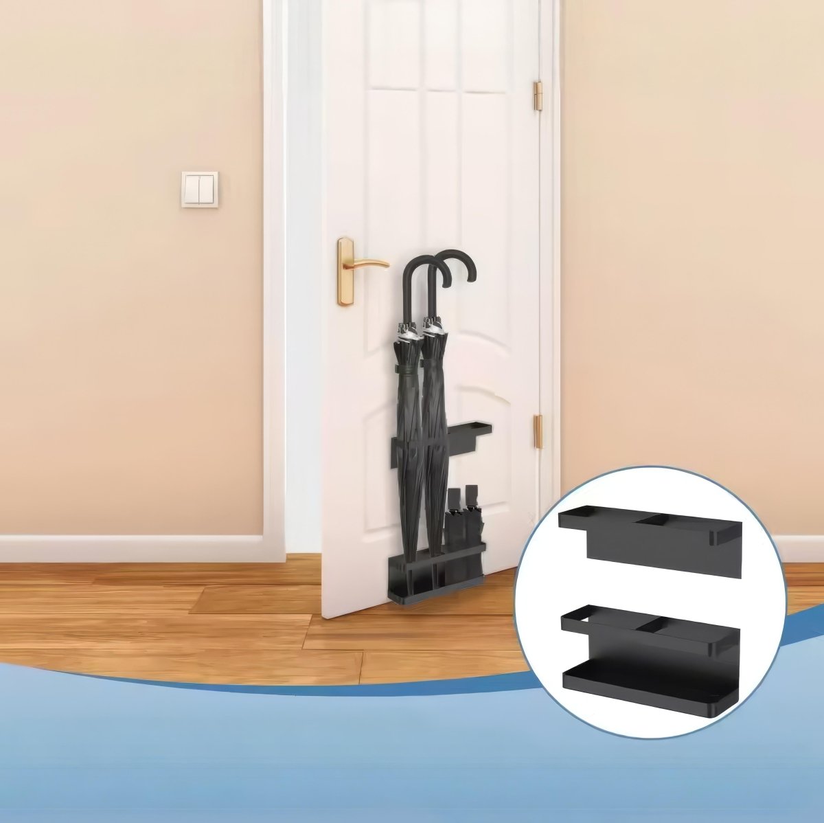 DECORA – Adjustable Umbrella Stand with Drip Tray and Decorative Iron Finish