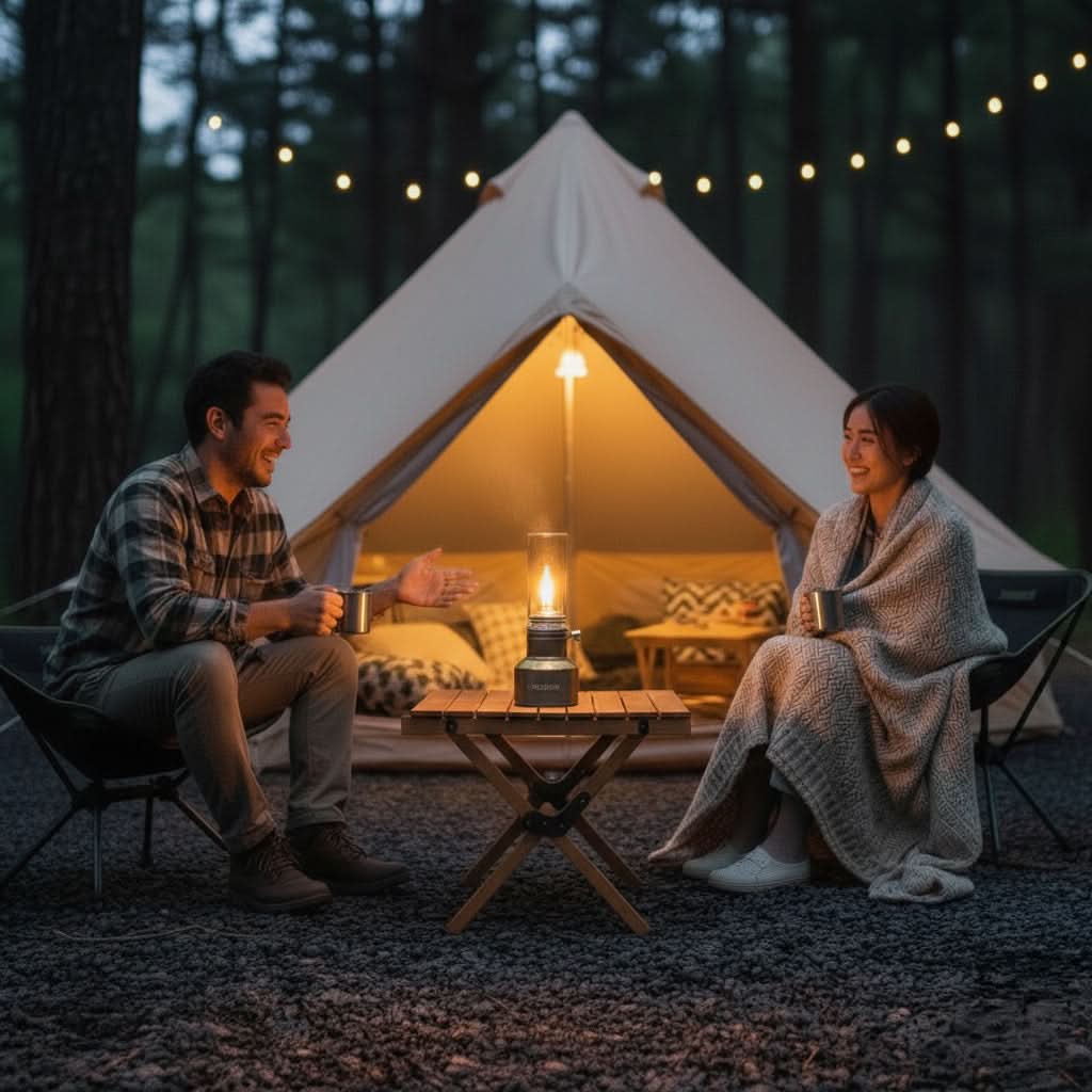 CAMPFLARE – Portable butane lamp for bright & adjustable light