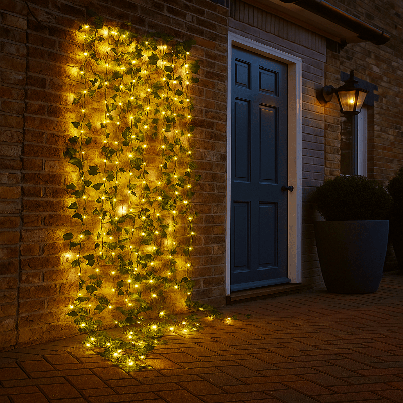 BOTALUX – Elegant green LED leaf-shaped string lights (battery operated)