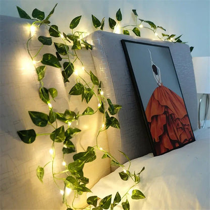 BOTALUX – Elegant green LED leaf-shaped string lights (battery operated)