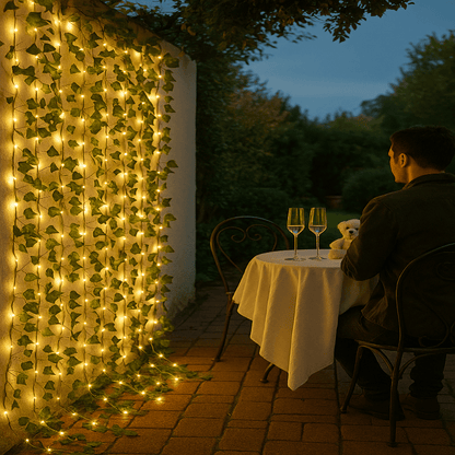 BOTALUX – Elegant green LED leaf-shaped string lights (battery operated)