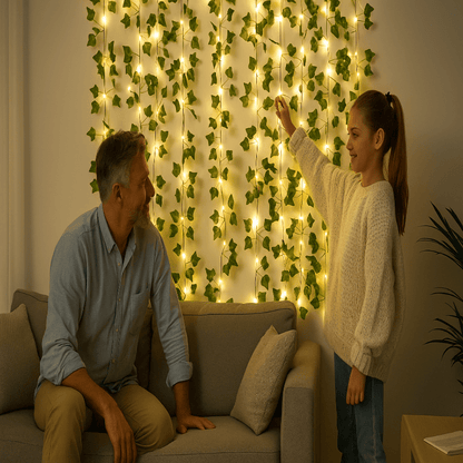 BOTALUX – Elegant green LED leaf-shaped string lights (battery operated)