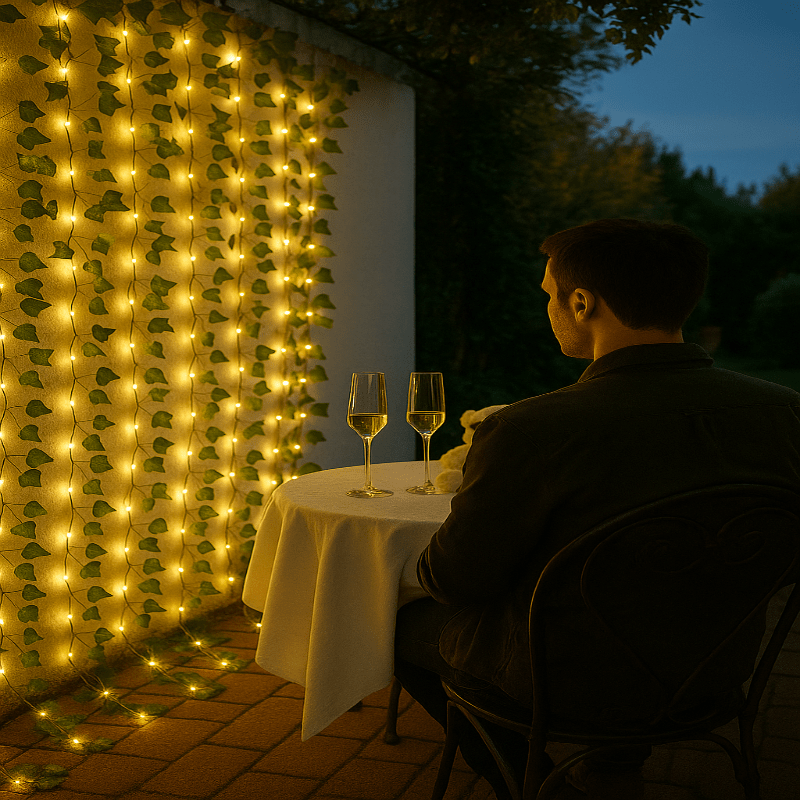 BOTALUX – Elegant green LED leaf-shaped string lights (battery operated)