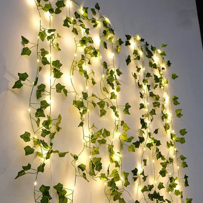 BOTALUX – Elegant green LED leaf-shaped string lights (battery operated)