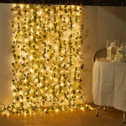 BOTALUX – Elegant green LED leaf-shaped string lights (battery operated)