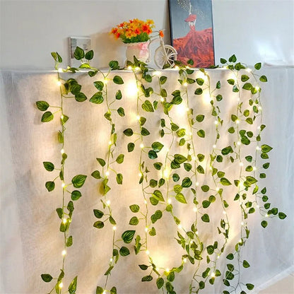 BOTALUX – Elegant green LED leaf-shaped string lights (battery operated)