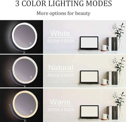 MAGNIFILUX – LED Magnifying Mirror with Adjustable Lighting and Rechargeable Battery
