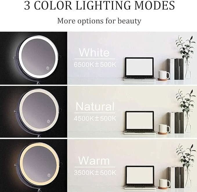 MAGNIFILUX – LED Magnifying Mirror with Adjustable Lighting and Rechargeable Battery