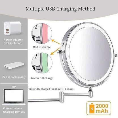 MAGNIFILUX – LED Magnifying Mirror with Adjustable Lighting and Rechargeable Battery