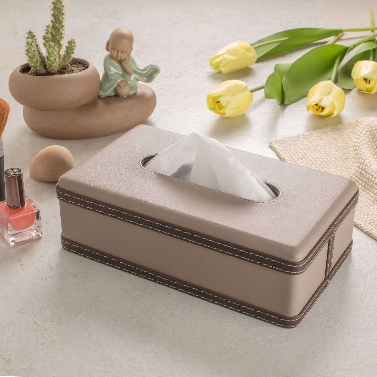 Luscenta Leather Case | Handmade Tissue Holder | Elegant Design Made of Faux Leather | For Home, Office & Car