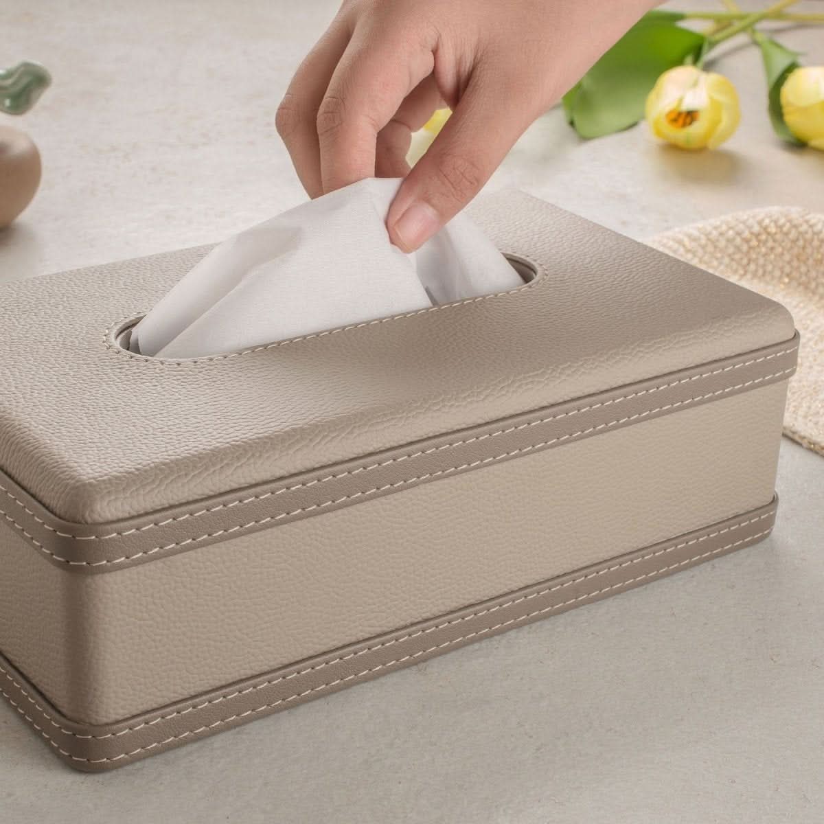 Luscenta Leather Case | Handmade Tissue Holder | Elegant Design Made of Faux Leather | For Home, Office & Car