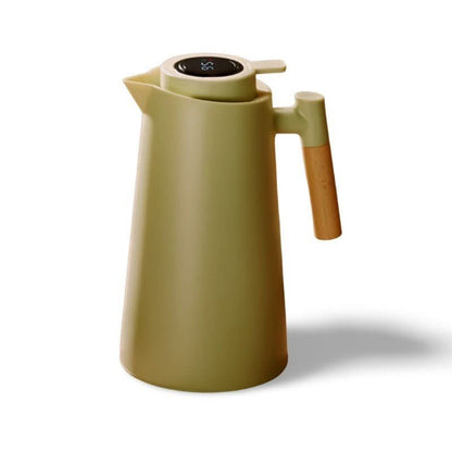 LATTEA THERMO – Double-walled Thermos Flask with Temperature Display and Wooden Handle