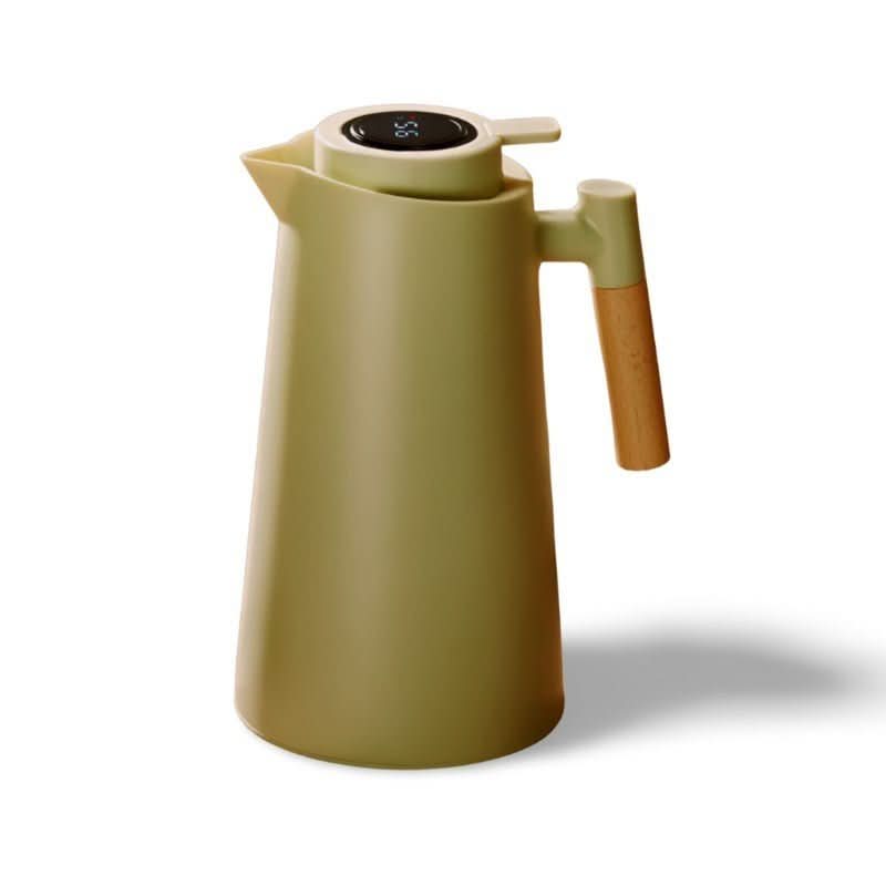 LATTEA THERMO – Double-walled Thermos Flask with Temperature Display and Wooden Handle