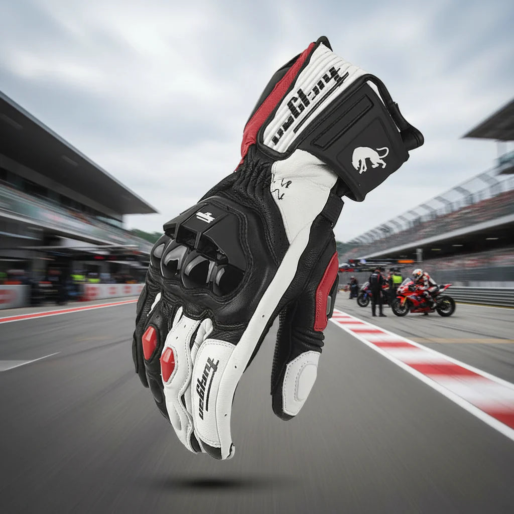 MOTOLEATHER GLOVES - Motorbike gloves made of leather with protective padding & breathable perforation