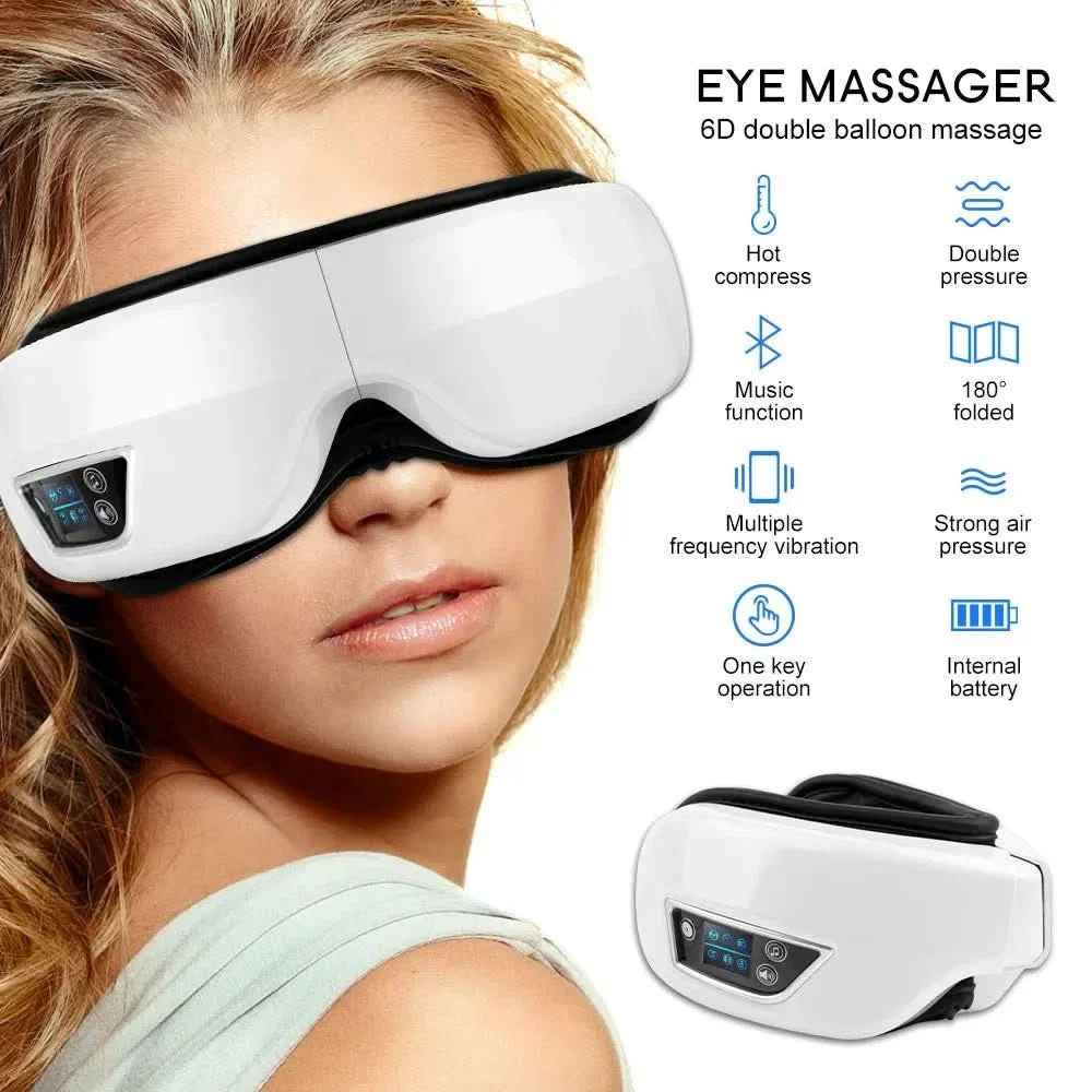 Eyeglow Smart 6D eye massager - air pressure, heat & vibration massage with Bluetooth & folding function