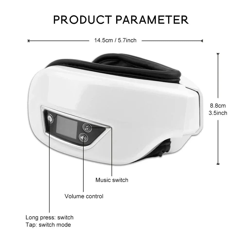 Eyeglow Smart 6D eye massager - air pressure, heat & vibration massage with Bluetooth & folding function