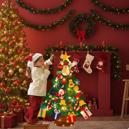 FILZTWINKLE – Interactive Felt Wall Tree with LED Lights and 30+ Ornaments