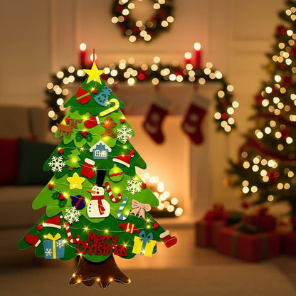 FILZTWINKLE – Interactive Felt Wall Tree with LED Lights and 30+ Ornaments