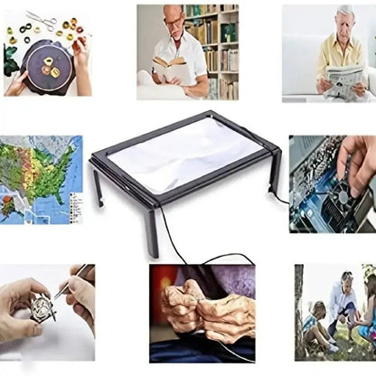 TEXTDESK – Foldable 3x Table Magnifier with LED Lighting for Hands-Free Reading