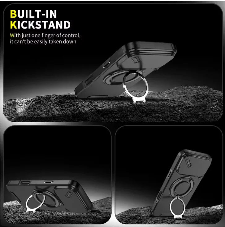 IRONMAG – Durable shockproof case with magnetic ring holder for iPhone 17