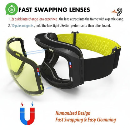 MIRRORMAX SHIFT – Magnetic Premium Ski Goggles with UV400 & Anti-Fog Mirror Optics