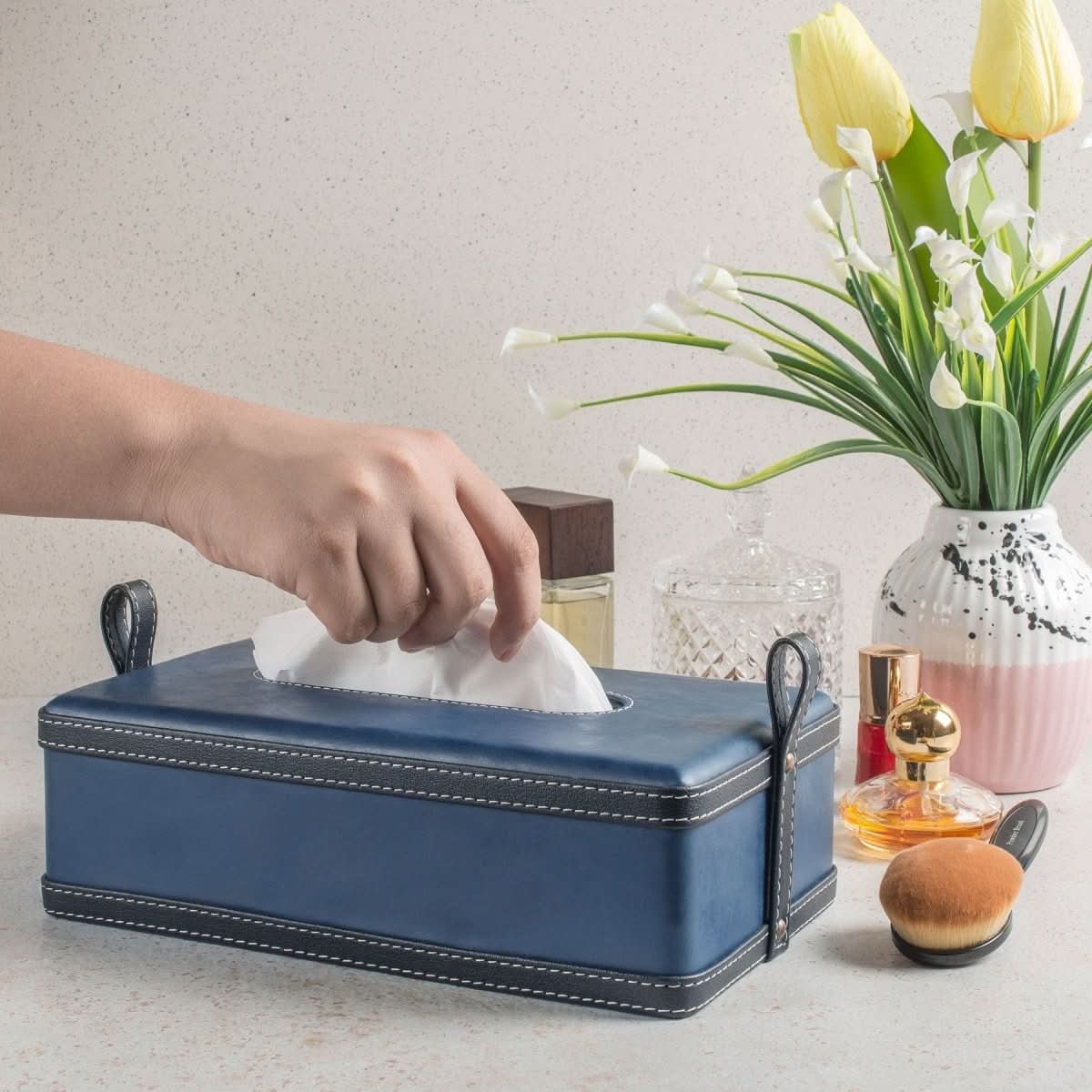 Maison Verel Leather Box | Handmade Tissue Holder | Luxurious Design Made of Faux Leather | For Home, Office & Car