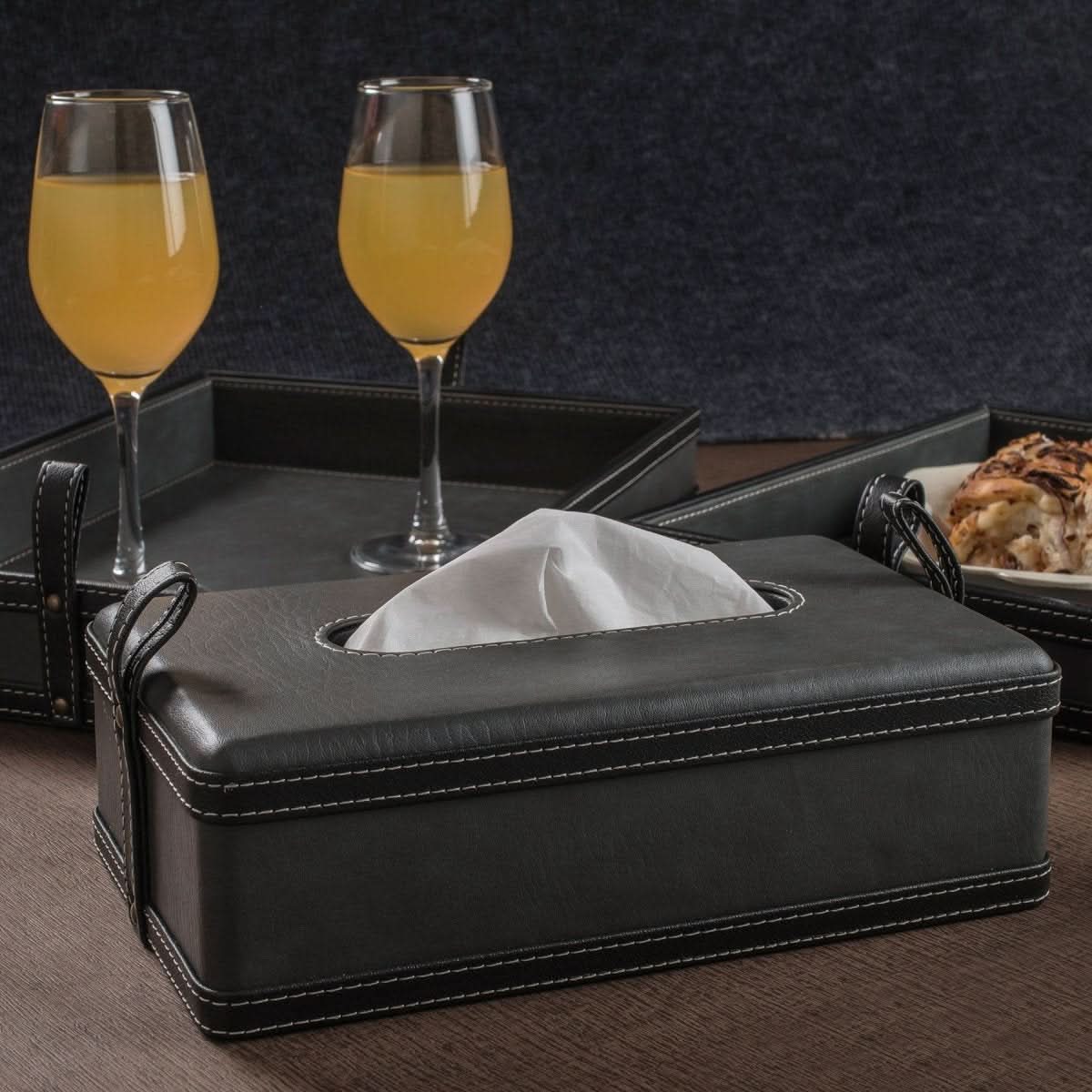 Maison Verel Leather Box | Handmade Tissue Holder | Luxurious Design Made of Faux Leather | For Home, Office & Car
