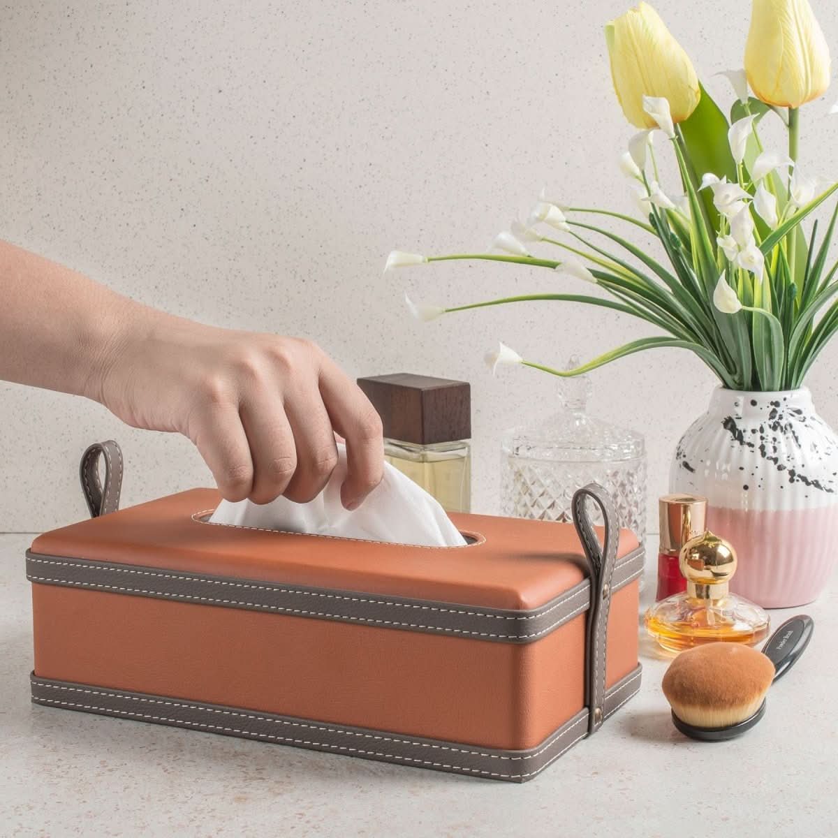 Maison Verel Leather Box | Handmade Tissue Holder | Luxurious Design Made of Faux Leather | For Home, Office & Car