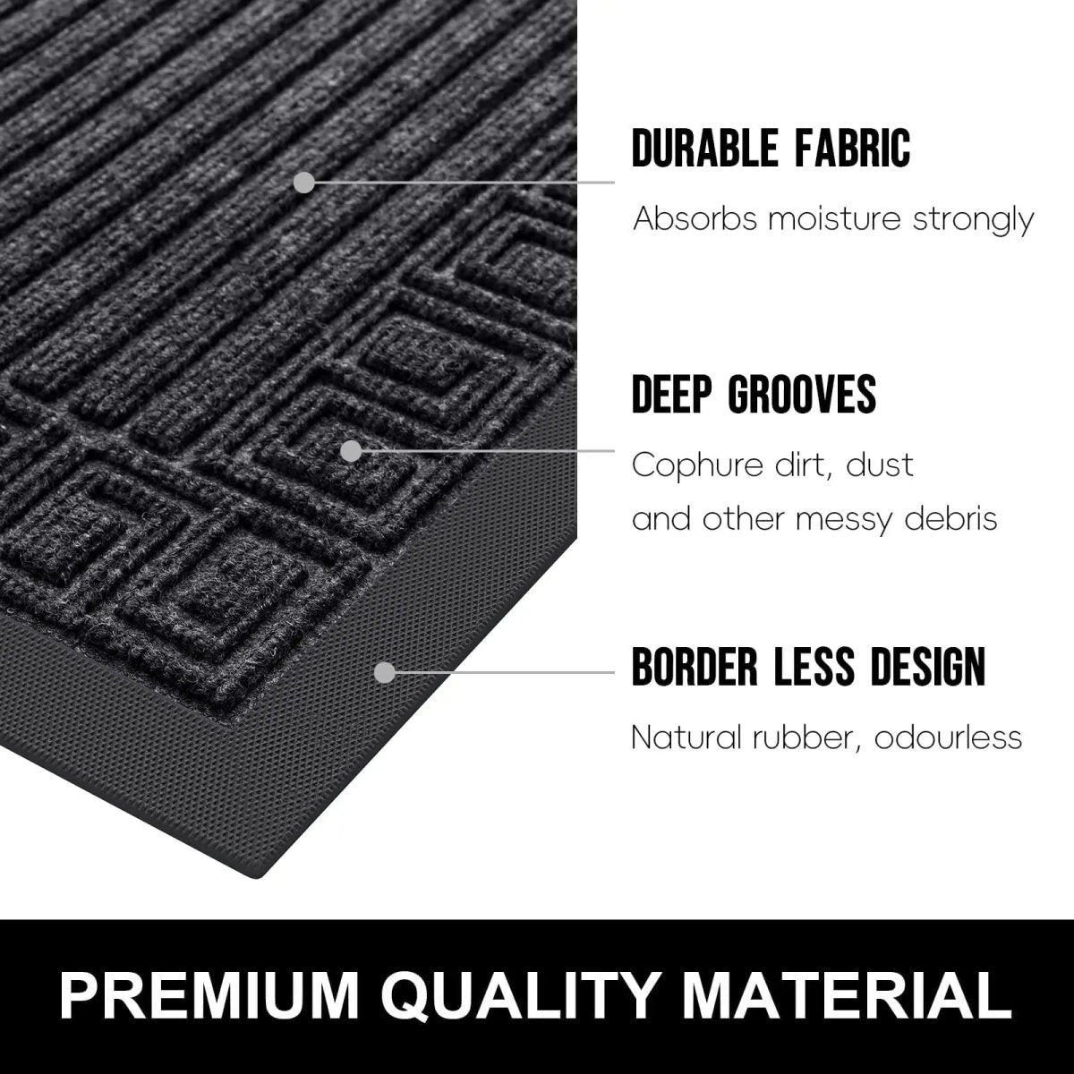 MUDCONTROL – Non-slip Rubber Door Mat for Maximum Dirt Absorption