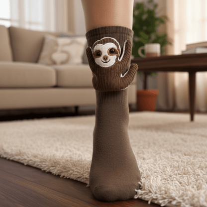 HUGFOOT – Cozy House Socks with Cute 3D Animal Accent & Secure Non-Slip Sole
