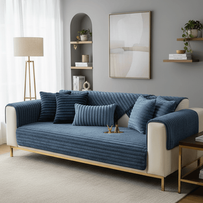 COZYPUFF – Luxurious winter sofa cover made of faux rabbit fur