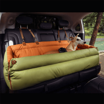 SEATPAW ELITE – Large Dog Car Seat Bed made of Faux Leather with Elegant Finish and Non-Slip Support