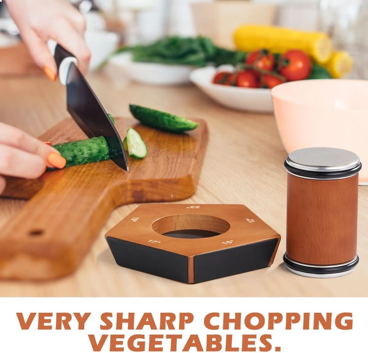 SharpRoll Diamond Roller Knife Sharpener – Manual Knife Sharpener with Wood & Diamond Stones
