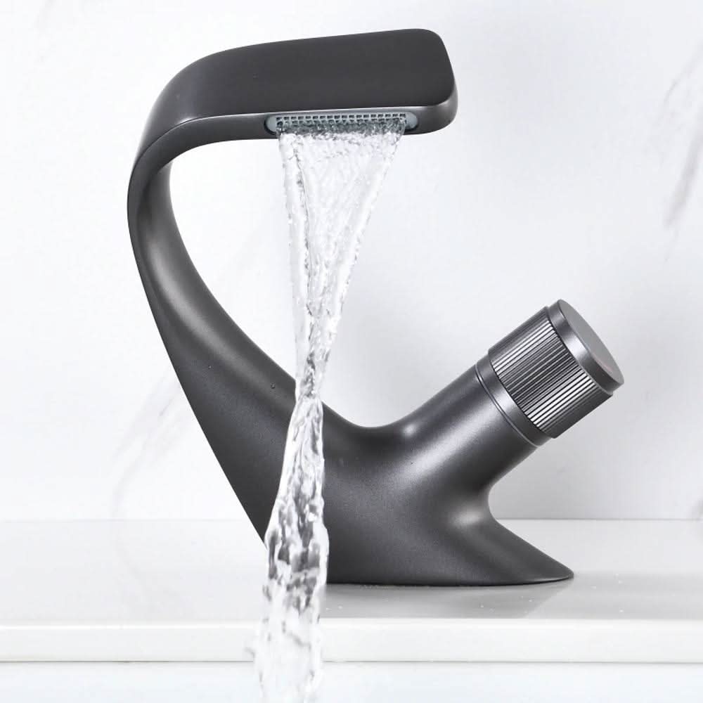 AQUACASCADE Basin Tap - Modern brass waterfall basin tap for luxurious bathroom design