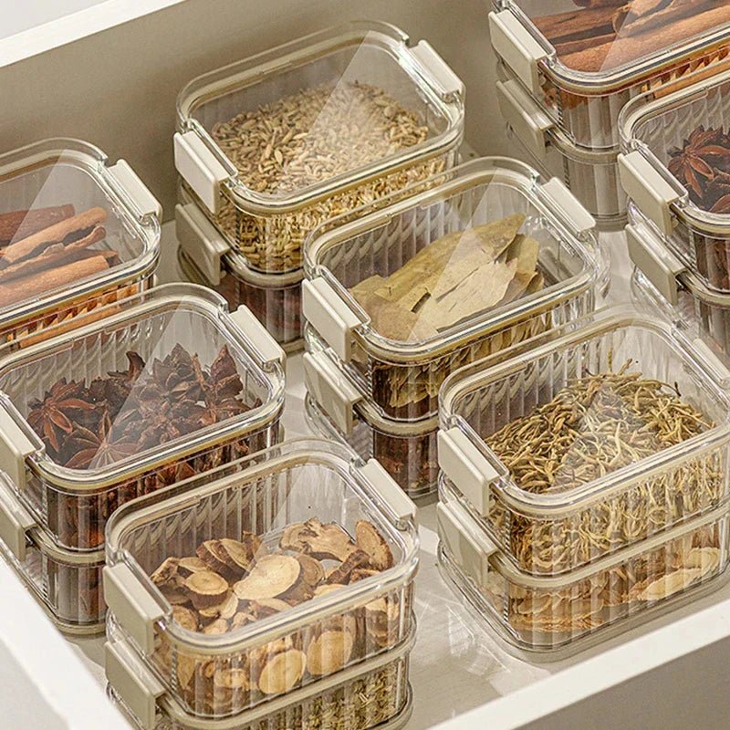 AROMASAFE – Stackable Multi-layer Spice Containers for Freshness & Kitchen Organization