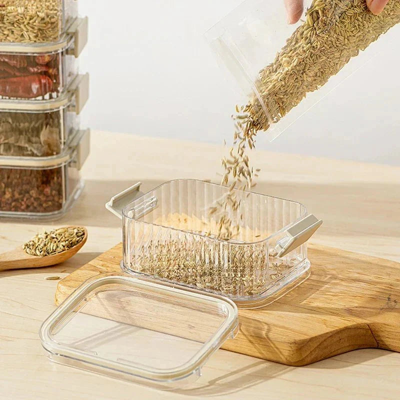 AROMASAFE – Stackable Multi-layer Spice Containers for Freshness & Kitchen Organization