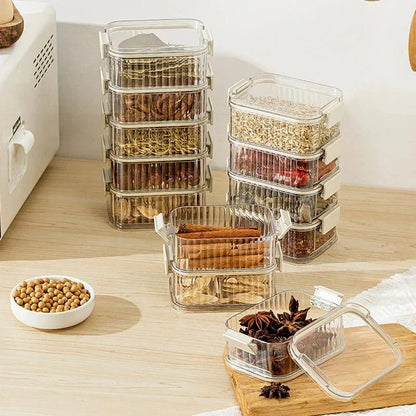 AROMASAFE – Stackable Multi-layer Spice Containers for Freshness & Kitchen Organization