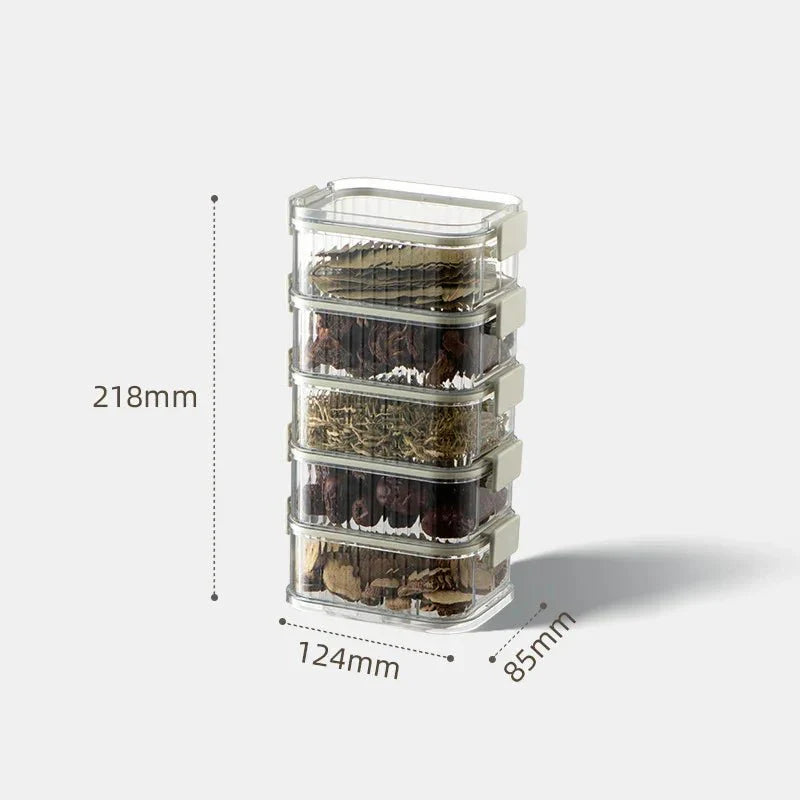 AROMASAFE – Stackable Multi-layer Spice Containers for Freshness & Kitchen Organization